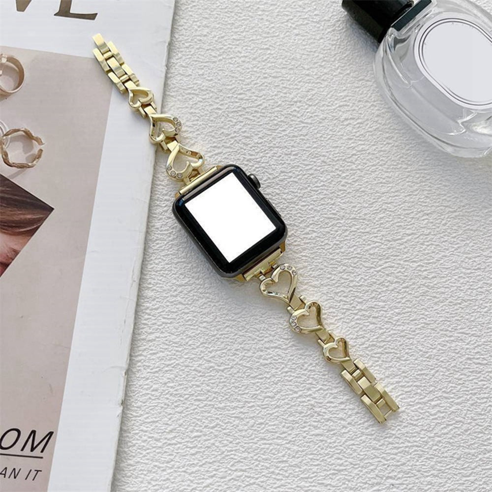 For Apple Watch Series 9 8 7 41mm 6 5 4 SE (2023) SE(2022) SE 40mm 3 2 1 38mm Metal Heart Rhinestone Decor Smart Watch Band Bracelet Wrist Strap For Apple Watch Series 9 8 7 41mm 6 5 4 SE (2023) SE(2022) SE 40mm 3 2 1 38mm Metal Heart Rhinestone Decor Smart Watch Band Bracelet Wrist Strap